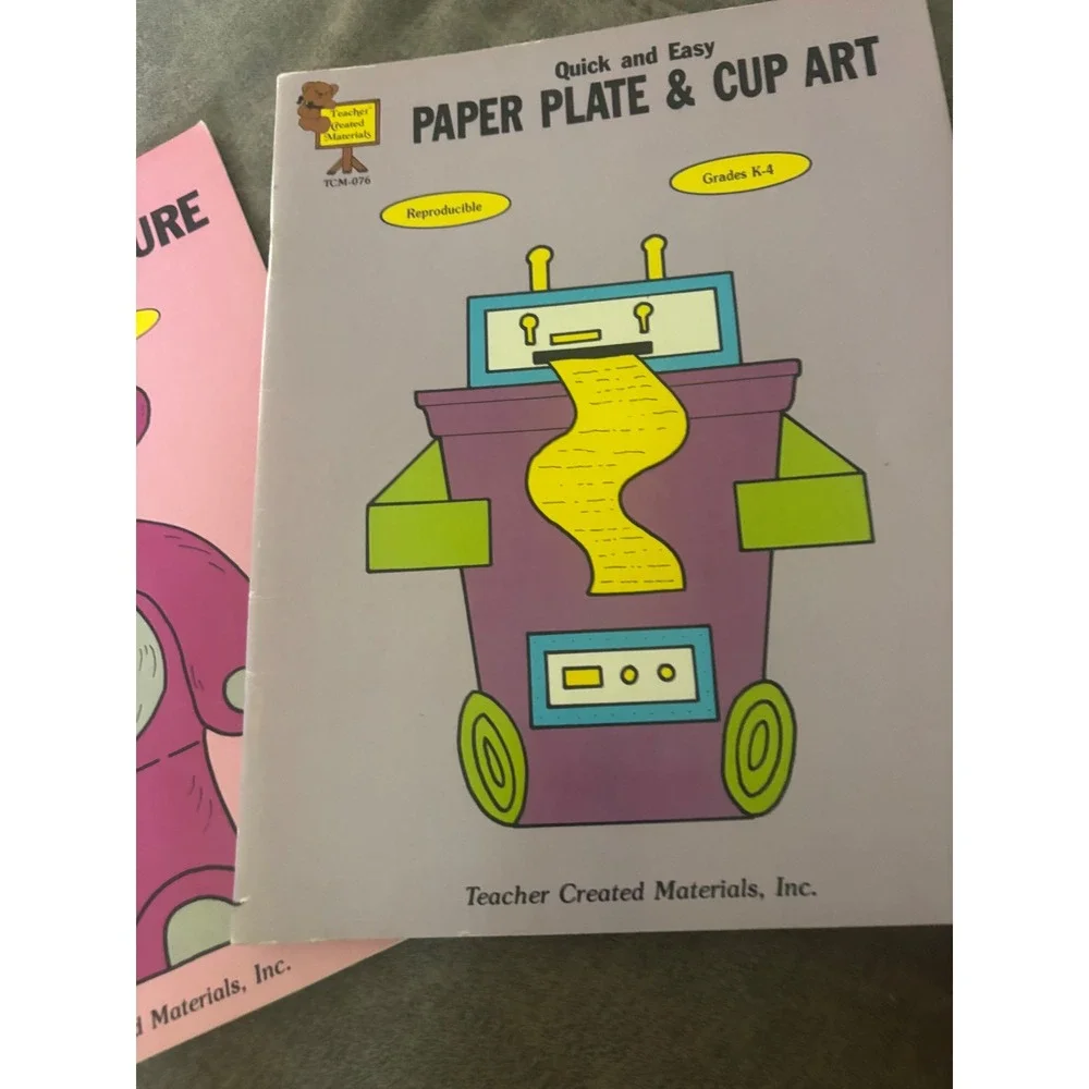 Vintage 1986 Teacher Created Materials Paper Sculpture Plate Cup Art Books K-4